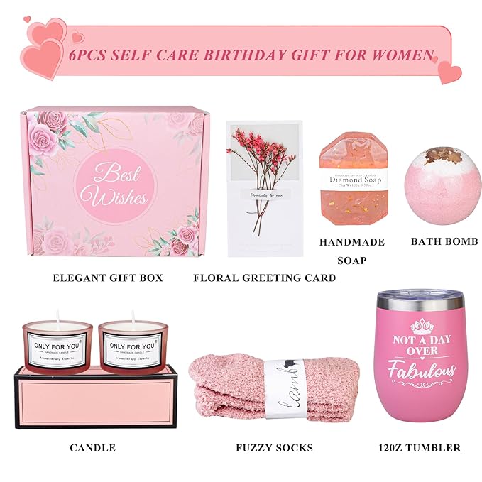 Birthday Gifts for Women - Gift baskets for Women Happy Birthday Gift for Women Friendship Ideas, Spa Self Care Gift for Her Sis Wife Home Bath and Body Works Care Package-VivaGrace Women