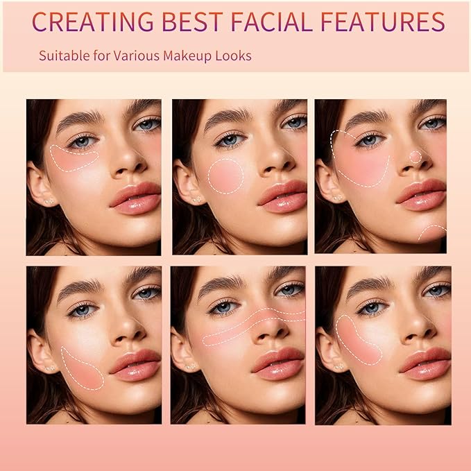 Baked Blush Powder, Natural Glow Blush Palette, Contour Brighten Highlight Face for a Shimmery or Matte Finish, Lightweight Blendable, Long Lasting Face Makeup #02-VivaGrace Women
