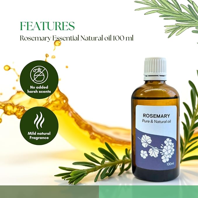 Roots & Above Pure Natural Rosemary Essential Oil 3.38 fl oz/100 ml for Diffuser, Face, Skin Care, Hair, Aroma, Massage, Candle & Soap Making Fragrance DIY use-VivaGrace Women