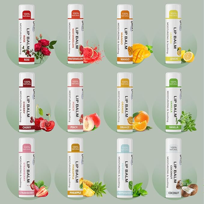 Dmsky Lip Balm Bulk, Fruit Lip Balm Variety Pack, Hydrating Lip Balm for Men Women Kids, 0.15 Oz, 360 count (Pack of 1)-VivaGrace Women