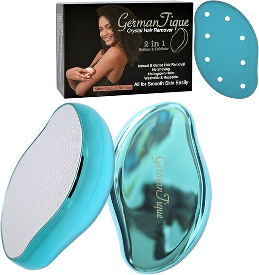 Crystal Hair Eraser,Natural Crystal Hair Remover,Reusable Painless Nano Glass Hair Removal Device Without Shaver,Gentle Crystal Epilator and Exfoliator for Soft Silky Skin(Light Blue)-VivaGrace Women