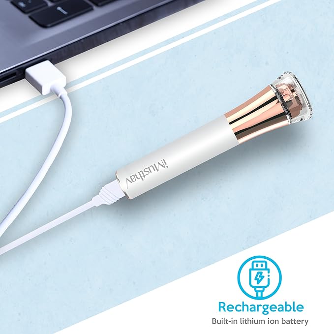 Facial Hair Remover for Women Painless Flawless Electric Razor Epilator Trimmer Shaver with 18K Gold-Plated, 16mm Dual Ring Floating Head, USB Rechargeable, 360° LED for Face Lip Hair Removal-VivaGrace Women