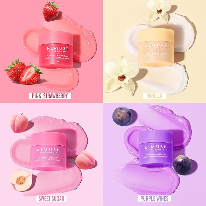 KIMUSE Lip Sleeping Mask Set - Overnight Treatment Lip Care Products | Moisturize & Nourish, Cracked Dry Lips, Intense Hydration with Shea Butter (Colorful Berries)-VivaGrace Women