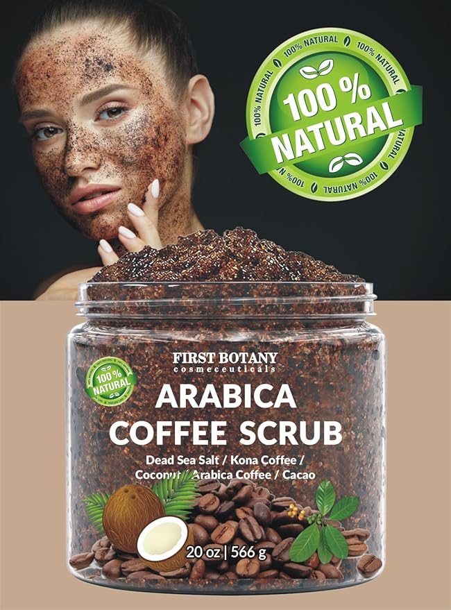 First Botany Cosmeceuticals, 100% Natural Arabica Coffee Scrub with Organic Coffee Coconut & Shea Butter, 20 oz-VivaGrace Women