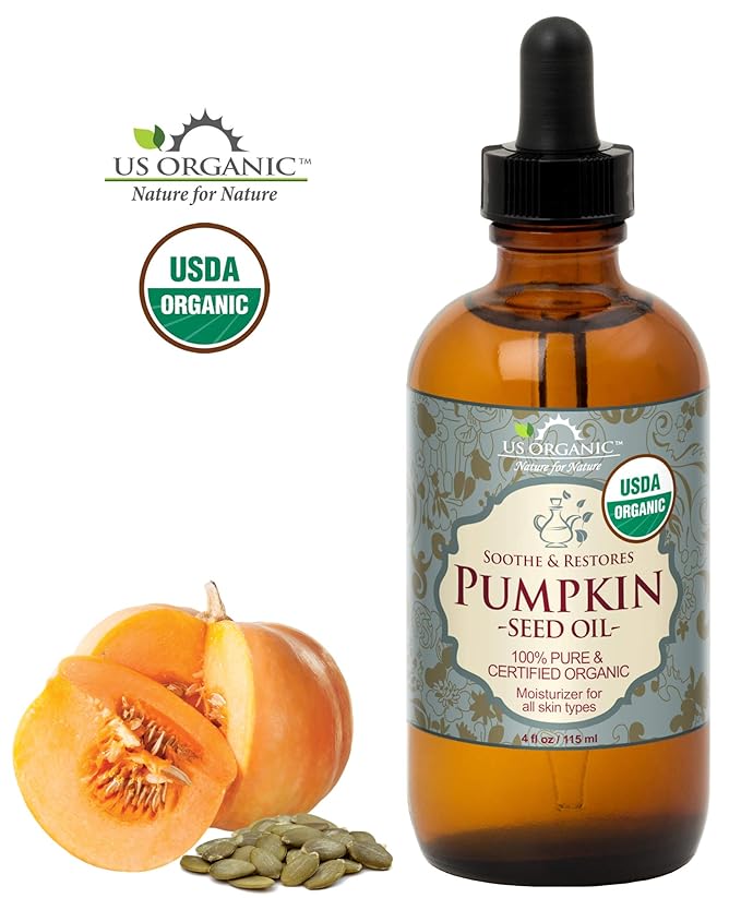 US Organic Pumpkin Seed Oil, USDA Certified Organic,100% Pure & Natural, Cold Pressed Virgin, Unrefined in Amber Glass Bottle w/Glass Eyedropper for Easy Application (Large (4 oz, 115 ml))-VivaGrace Women