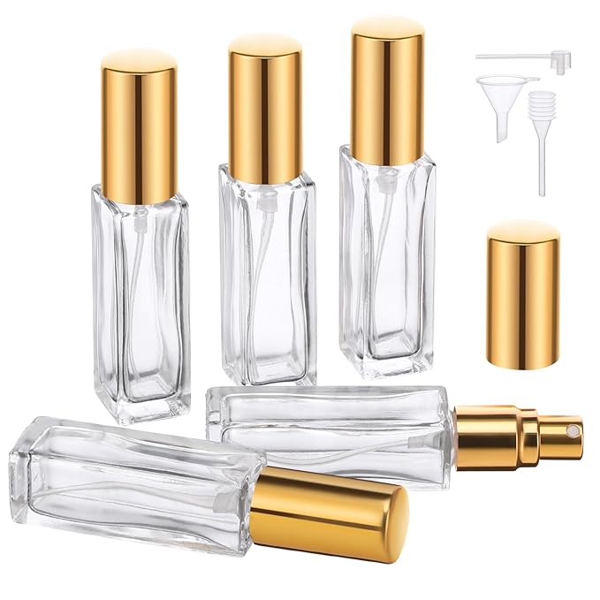 Segbeauty Perfume Travel Refillable, 5pcs 0.34 oz Portable Perfume Bottle, Empty Glass Sprayer Perfume Replacement Bottles for Travel Scent Toiletries Pump Bottle-VivaGrace Women
