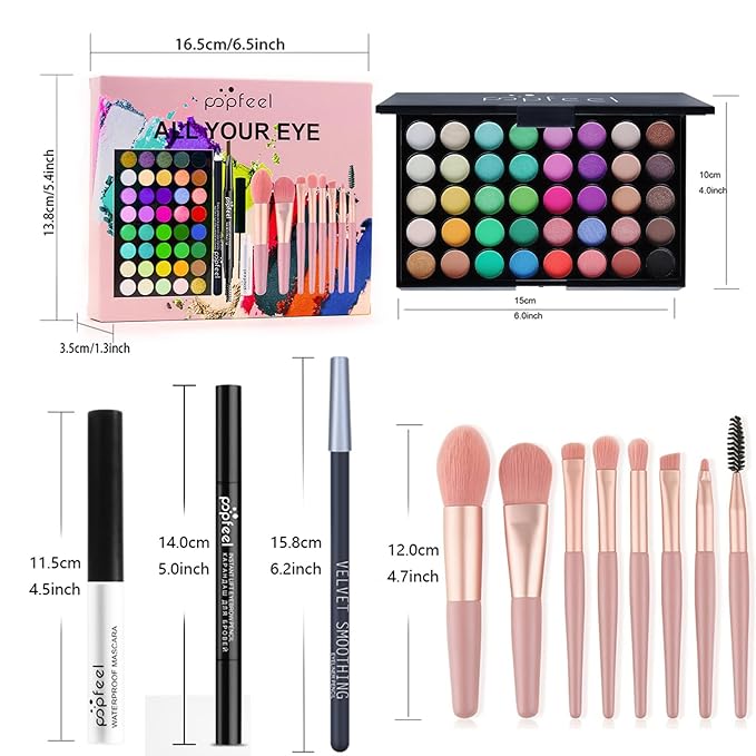 Makeup Kit for Women, Eyeshadow Makeup Gift Set for Teen Girls, Eyebrow Eye Shadow Makeup Kit with 40 Colors Eyeshadow Palette, Mascara, Eyeliner, Eye Brow Pencil, Eye Brush-VivaGrace Women