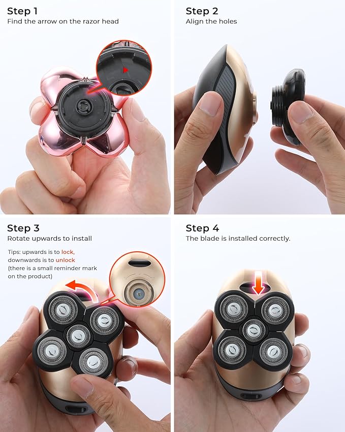 Electric Razors for Women, 5-in-1 Rechargeable Body Shaver - Waterproof Wet Dry Hair Remover - Trimmer for Lady Face Underarms Legs-VivaGrace Women