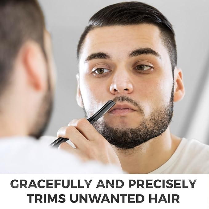 ZOMCHI Dermaplaning Tool for Face with 11 Refill Blades, Dermaplane Razor for Women and Men, Face Razor with Precision Silicone Cover, Eyebrow Razor, Facial Razor, Reusable Metal Handle - Matte Black-VivaGrace Women