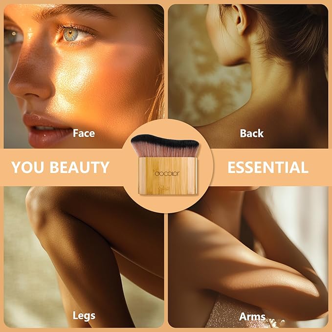 docolor Self Tanner Brush Large Body Makeup Brush, Soft Vegan Tanning Brush no stripes, for Foundation, Self-tanner, Bronzer, Self Tan Back Applicator Body + Face Self-Tan Blending Brush Gift Box-VivaGrace Women