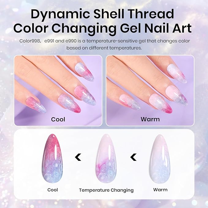 Beetles Pearl Gel Nail Polish Set - Ocean Treasures Gel Polish, 20 Colors Glitter Cat Eye Pink Red Mermaid Swirl Thread Effect Soak off Nail Gel for DIY Manicure Gift for Women-VivaGrace Women