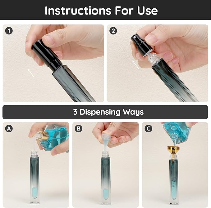 Segbeauty Refillable Perfume Bottle Travel, 5pcs 10ML Mini Glass Spray Bottles for Perfume, Empty Fine Mist Cologne Sprayer Portable Sample Container Atomizer for Dispensing Toilteries Liquid Cosmetic-VivaGrace Women