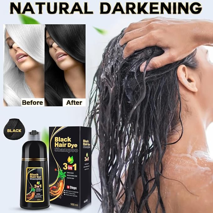 Black Hair Dye Shampoo 3 in 1 for Women/Men for Gray Coverage Instant Hair Color Shampoo Semi Permanent Champu Para Cana-VivaGrace Women