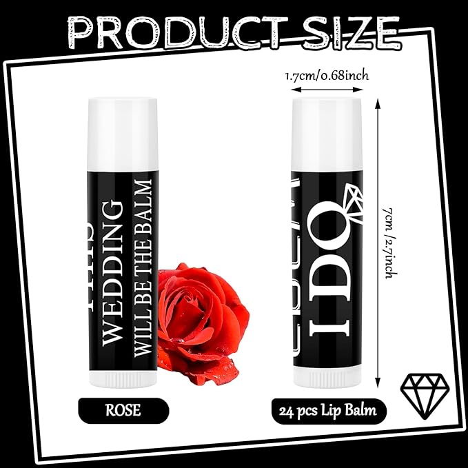24 Pcs Bachelorette Lip Balm I Do Crew Wedding Party Gifts Bachelorette Lip Balm Gift Wedding Favors for Bachelorette Wedding Party Guest Supplies (Black with White)-VivaGrace Women