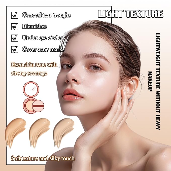 3 Colors Corrector Palette,Full Coverage Cream Concealer Liquid Foundation with Brush,Waterproof Color Correcting Concealer Long Lasting Foundation Contour Makeup Palette for Women-VivaGrace Women