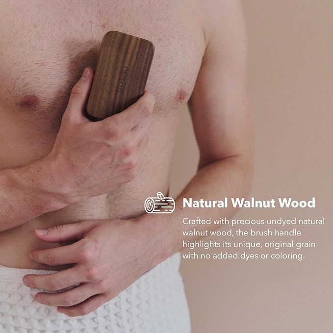 Luxury Natural Walnut Wood Boar Bristle Body Brush | Exfoliating & Detoxifying for All Skin Type | Sweeps Away Dead Skin Cells for Luminous, Smooth Skin | for Wet and Dry Use (Handheld)-VivaGrace Women