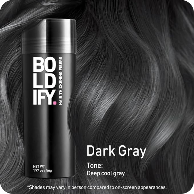 BOLDIFY Hair Fibers (56g) - Fill In Thinning and Fine Hair for an Instantly Fuller, Thicker Look - 14 Shades for Women & Men - Dark Gray-VivaGrace Women