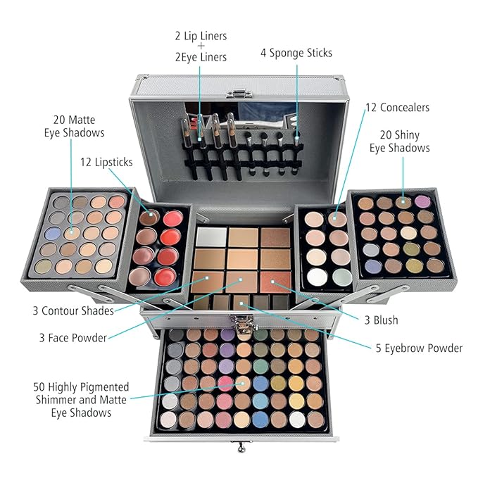 VERONNI 132 Colors All In One Makeup Palette For Women, Eyeshadow Makeup Palette Set, Professional Full Eye Makeup Kit Lipstick Concealer Contour Face Makeup Cosmetics Kit (132 colors)-VivaGrace Women