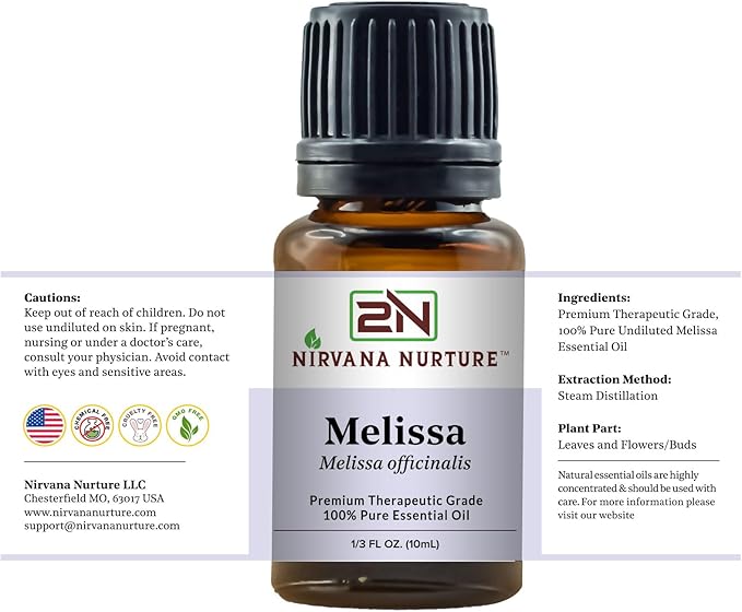 Melissa Essential Oil 100% Pure Premium Therapeutic Grade, Undiluted - Aromatherapy Diffuser for Calm and Relaxation, Skin Care, Hair Care-VivaGrace Women