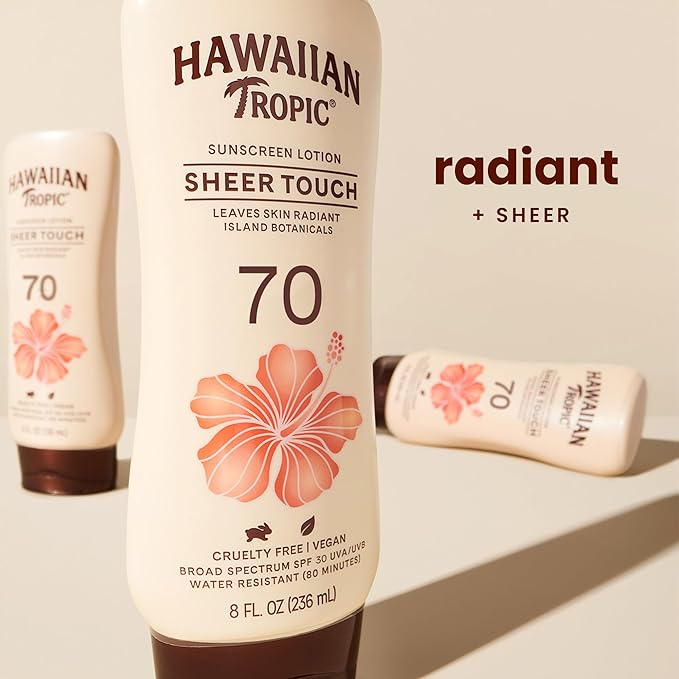 Hawaiian Tropic Sheer Touch Lotion Sunscreen SPF 70, 8oz | Broad Spectrum, Oxybenzone-Free, Sunblock Lotion, Hawaiian Tropic Sunscreen SPF 70, 8oz-VivaGrace Women