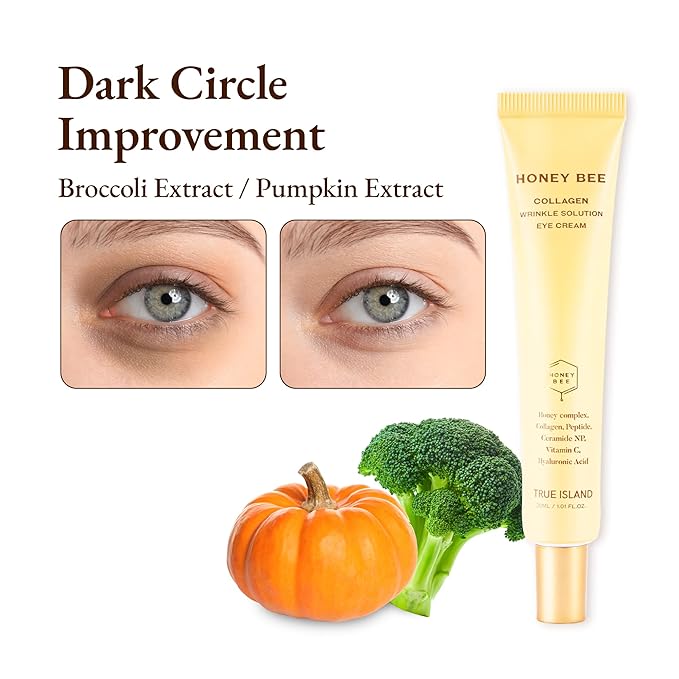 Honey Bee Collagen Fine Line Firming Eye Cream for Puffiness and Bags Under Eyes w/Vitamin C, 4 Peptides & Niacinamide | Bright and Tight Under Eye Cream for Dark Circles 1.01 fl oz-VivaGrace Women