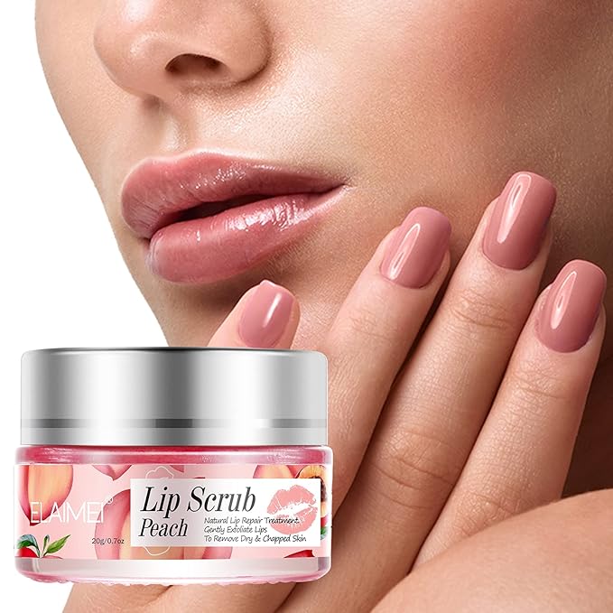 Lip Scrubs Exfoliator & Moisturizer, Lip Repair for Lush Soft Lips, Lip Moisturizer for Chapped Dry and Flaky Lips Treatment (Peach)-VivaGrace Women