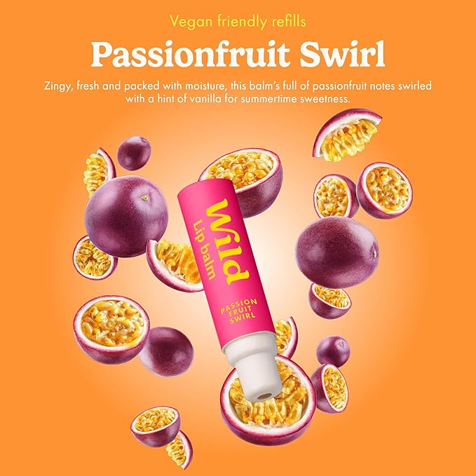 Wild Refillable Lip Balm Starter Kit - Includes Black Aluminum Case & 3 Pack Lip Balm Refills in a Variety of Scents - Includes Passionfruit Swirl, Original and Coconut & Vanilla Scents-VivaGrace Women