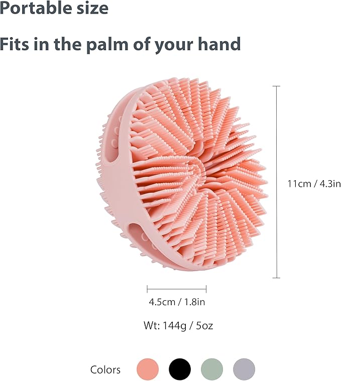 2 PC Silicone Exfoliating Body Scrubber, Silicone Body Shampoo Brush, Soft Silicone Loofah for Sensitive Skin, Shower Silicone Hair Scalp Massager, Easy to Clean, Lather Well(Pink&Black)-VivaGrace Women