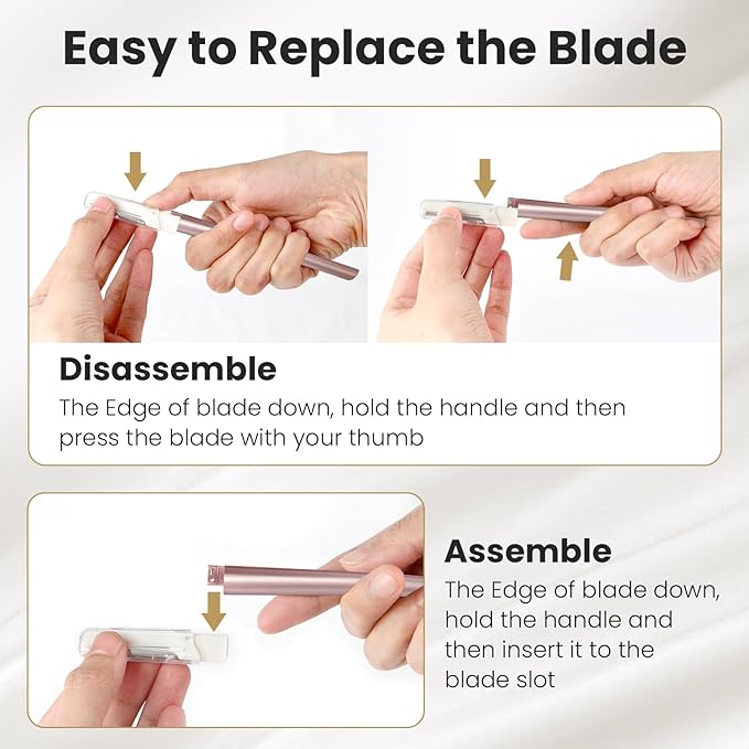 Dermaplaning Tool for Face Exfoliation, with 20 Replaceable Blades, Facial Shaver/Eyebrow Razor, Peach Fuzz Removal Eyebrow Shaper for Women, Easy to Use Dermaplaner Help Exfoliate and Smooth Skin-VivaGrace Women