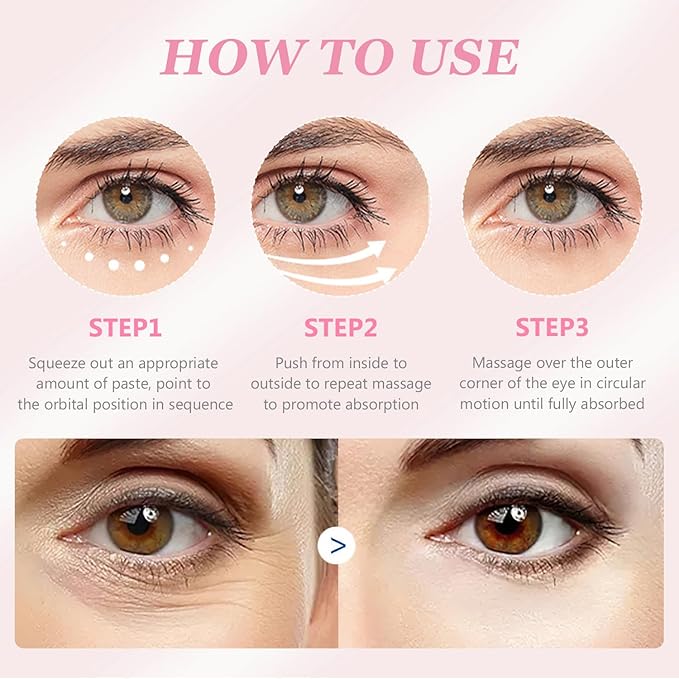 Instant Under Eye Cream, Ream For Eye Bags, Moisturizing Eye Cream, Anti-Wrinkle Eye, Brightening Eyes Tightener Cream, Helps To Instantly Reduce The Puffy Eye Look（2pcs）-VivaGrace Women