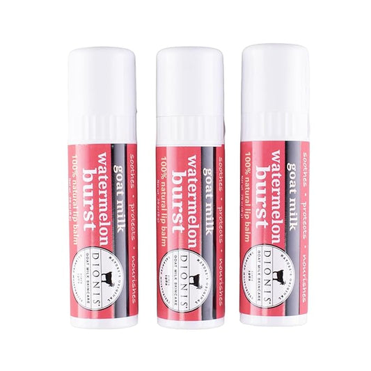 Dionis Goat Milk Skincare Watermelon Holiday Lip Balm Gift Set - Beeswax, Shea Butter & Coconut Oil Lip Care Products Made in The USA - Cruelty Free Lip Moisturizer For Chapped Lips, 0.28oz 3 Pack-VivaGrace Women
