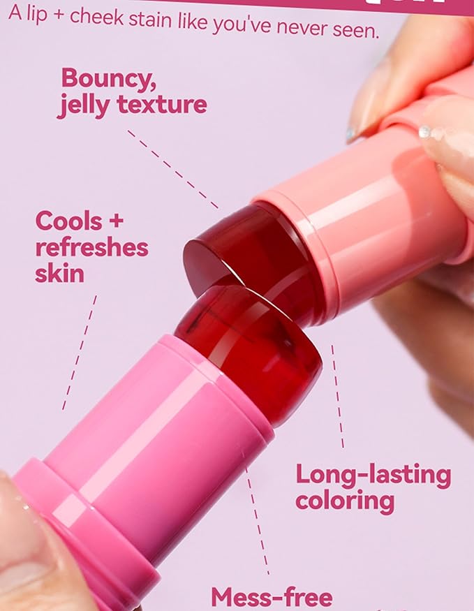 Jelly Blush Stick, Water Jelly Tint Makeup, Sheer Lip & Cheek Tint Stain - Buildable Lightweight Finish, Moisturizing Waterproof Long Lasting Water Tint Lip Stain Makeup-VivaGrace Women
