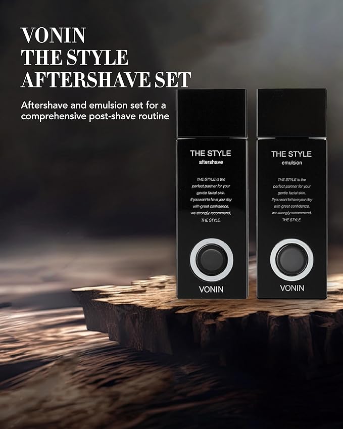 (The Style Aftershave Set, 11.5fl oz) - Men's Skincare Kit for Smooth Skin CoQ10, Cypress, AHA | Korean Skincare-VivaGrace Women