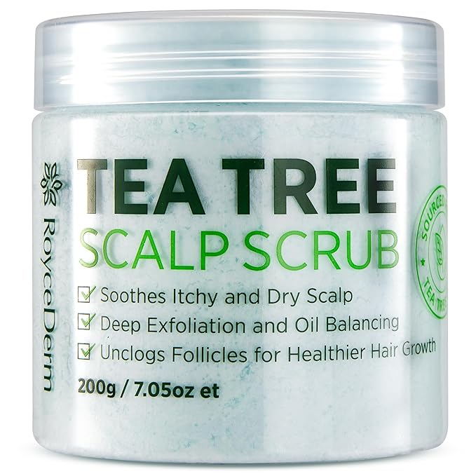 Roycederm Tea Tree Scalp Scrub: Anti Fungal Pre Shampoo, Itchy Relief Scalp Treatment for Dandruff, Psoriasis & Seborrheic Dermatitis - Gently Exfoliator, Relieves Dryness, Promotes Hair Growth-VivaGrace Women