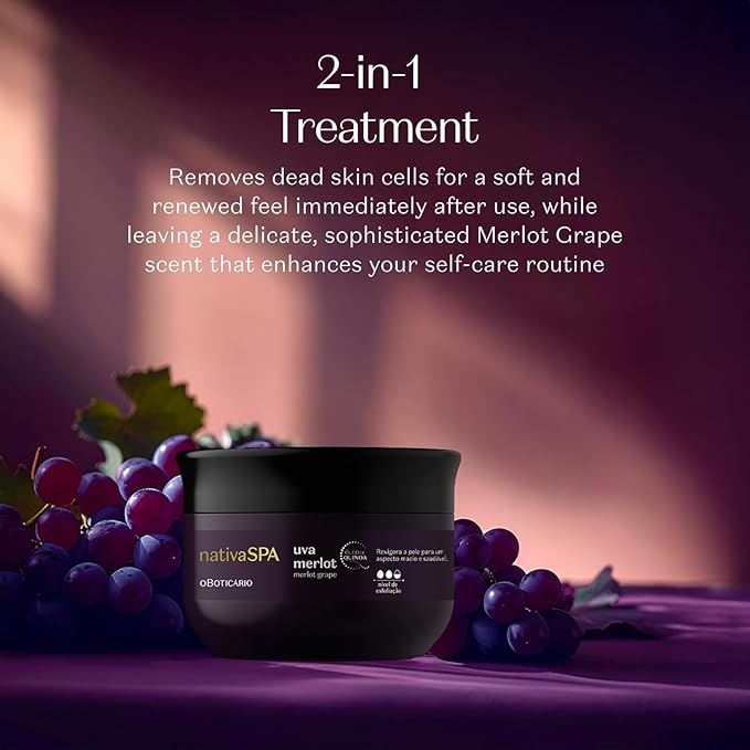 Nativa SPA by O Boticário Merlot Grape Body Scrub, Exfoliation for Smooth, Glowing Skin 7.05 Ounce (200 g)-VivaGrace Women