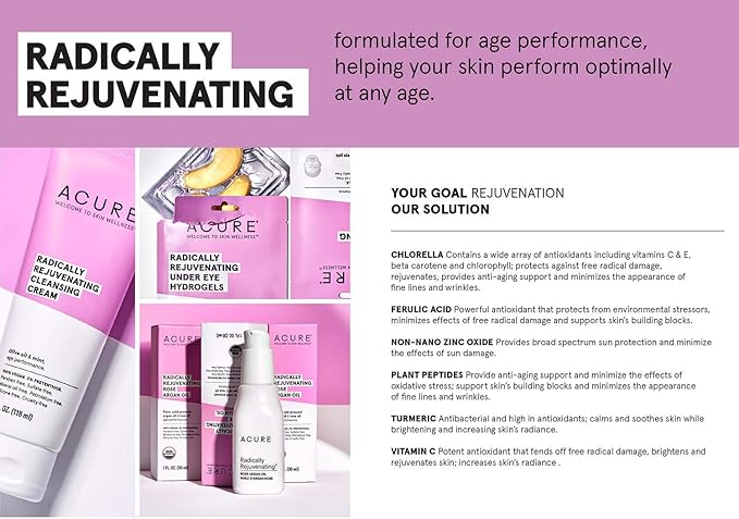 Acure Radically Rejuvenating Under Eye Hydrogel Mask, Provides Anti-Aging Support, & Silk Tree, Purple, Cucumber, 0.236 Fl Oz (Pack of 1)-VivaGrace Women