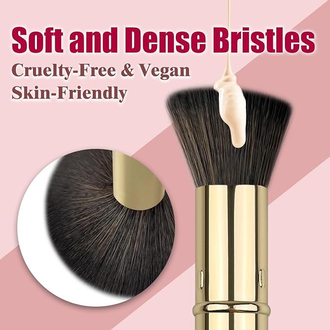 Retractable Kabuki Brush, Travel Powder Foundation Makeup Brush Face Blush Brushes for Liquid, Cream and Powder Face Makeup, Travel Size Makeup Brush-VivaGrace Women