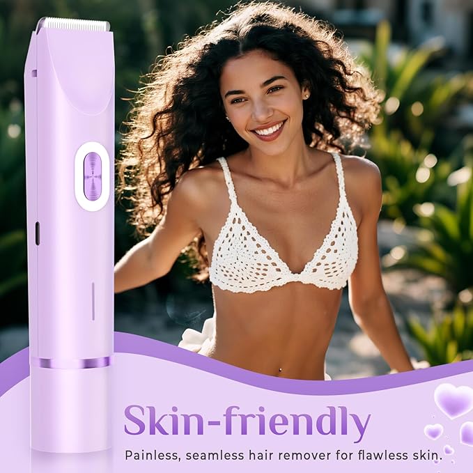 2025 New 2-in-1 Electric Bikini Trimmer for Women - Dual Head Electric Razor,Waterproof Painless Bikini Shaver, Pubic Hair Trimmer for Private Area & Body Hair, Purple-VivaGrace Women