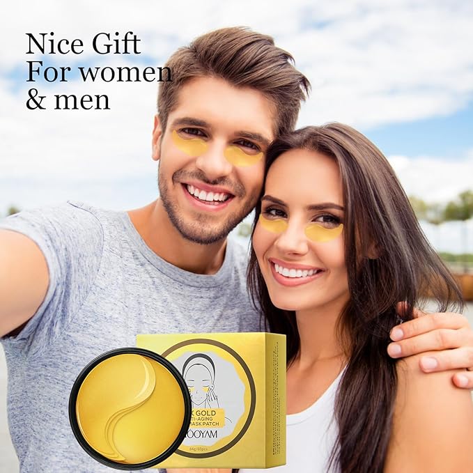 24k Gold Eye Treatment Maks 60PCS Under Eye Patch Cooling Under Eye Pads for Brightening Repairing and Refreshing Your Skin Under Eye Mask, Beauty Skin Care(gold)-VivaGrace Women