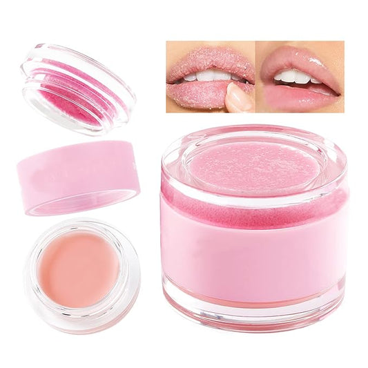 2 In 1 Lip Care Set - Lip Sleep Mask & Lip Scrub - Lip Wrinkles Improve - Cracked Lip Lipstick & Moisturizing Cream - Night Exfoliation Improve Dry and Peeling Lips - Suitable for All Skin Lip Primer-VivaGrace Women