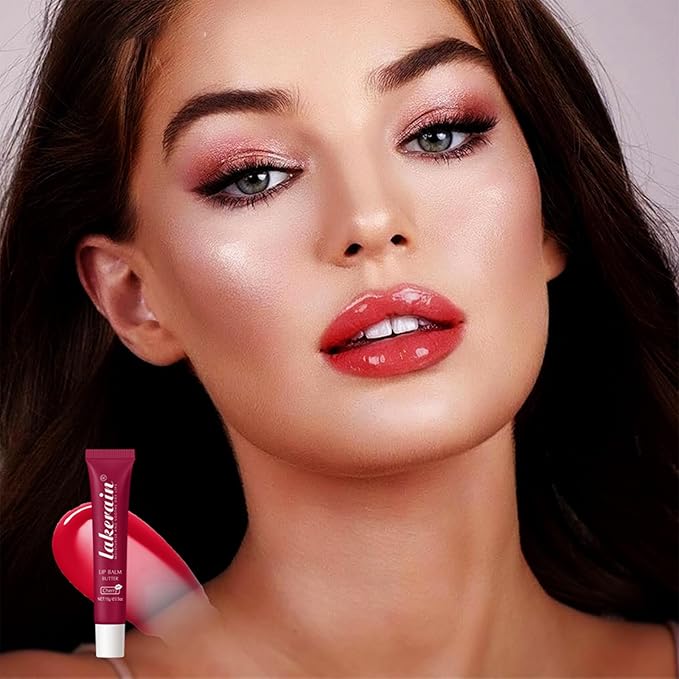 Lip Glowy Balm Butter Lip Balm Plumps Moisturizing Hydrating Lip Mask Repair Moisturizer Lips Care Lip Treatment for Dry Cracked Lip, Glossy Finish, Vegan Tinted Lip Balm Chapstick (#5 Cherry)-VivaGrace Women