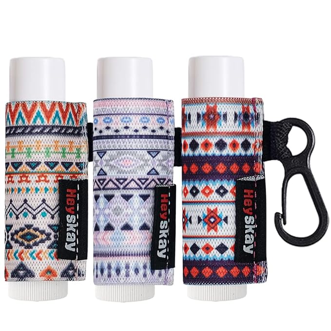 HEYSKAY Lip Balm Holder Sleeves Keychain Chapstick Elastic Sleeves (Boho Pattern) 1 3.0 Count-VivaGrace Women