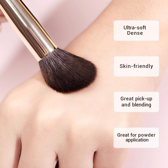 Jessup Makeup Brushes Set Professional, 25PCS Premium Natural Powder Foundation Eyeshadow Blending Concealer Blusher Highlight Labeled Brushes, T280-VivaGrace Women