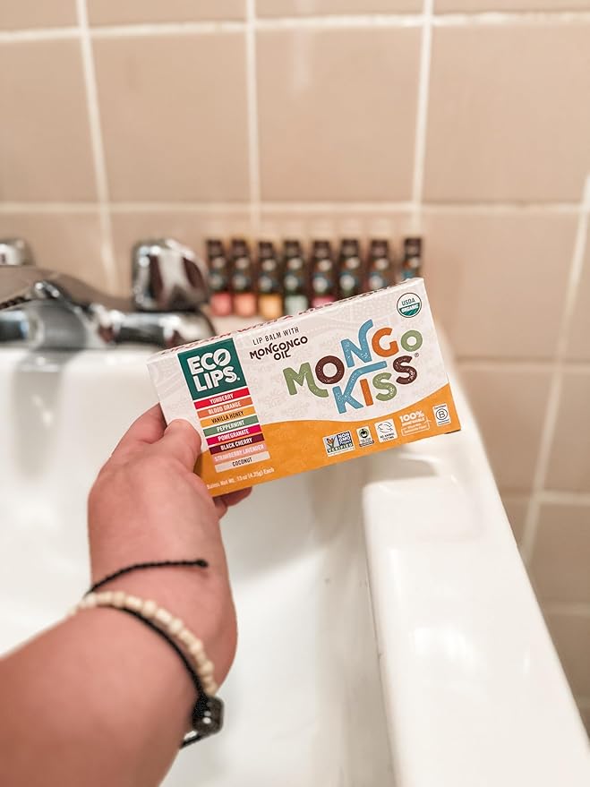 Mongo Kiss USDA Organic Lip Balm Set 8-pack (0.15 oz. each) with Mongongo Oil & Cocoa Butter to Moisturize Chapped Lips | Made in USA by Eco Lips (Variety)-VivaGrace Women