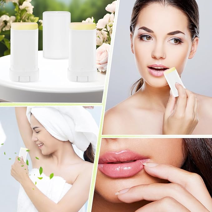 30 Pieces 15g/0.5oz White Oval Plastic Lip Balm Tubes,Empty Deodorant Bottles,Twist-Up Chap Stick Storage Containers for DIY Homemade Sunscreen Bar,Moisturizing Stick,Crayon-VivaGrace Women