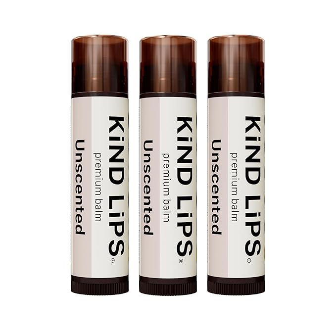 Kind Lips Lip Balm - Nourishing & Moisturizing Lip Care for Dry, Chapped Lips | Infused with Shea Butter & Beeswax | Unscented Pack | 0.15 Oz (Pack of 3)-VivaGrace Women
