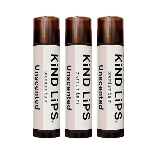 Kind Lips Lip Balm - Nourishing & Moisturizing Lip Care for Dry, Chapped Lips | Infused with Shea Butter & Beeswax | Unscented Pack | 0.15 Oz (Pack of 3)-VivaGrace Women