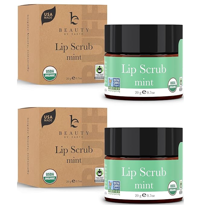 Organic Lip Scrub Mint - Lip Scrubs Exfoliator & Moisturizer, Lip Exfoliator Scrub, Sugar Lip Scrubs, Lip Sugar Scrub, Lip Care Products for Chapped Lips, Lip Scrubber, Lip Moisturizer for Dry Lips-VivaGrace Women