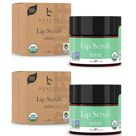 Organic Lip Scrub Mint - Lip Scrubs Exfoliator & Moisturizer, Lip Exfoliator Scrub, Sugar Lip Scrubs, Lip Sugar Scrub, Lip Care Products for Chapped Lips, Lip Scrubber, Lip Moisturizer for Dry Lips-VivaGrace Women