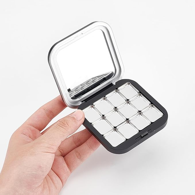 NICENEEDED 2 Pcs Empty Eyeshadow Palettes, 12 Grids Blush Pallet Makeup, DIY Lipstick Lip Balm Blusher Compact Containers Refillable Cosmetic Sample Storage Case Box with Mirror for Women-VivaGrace Women